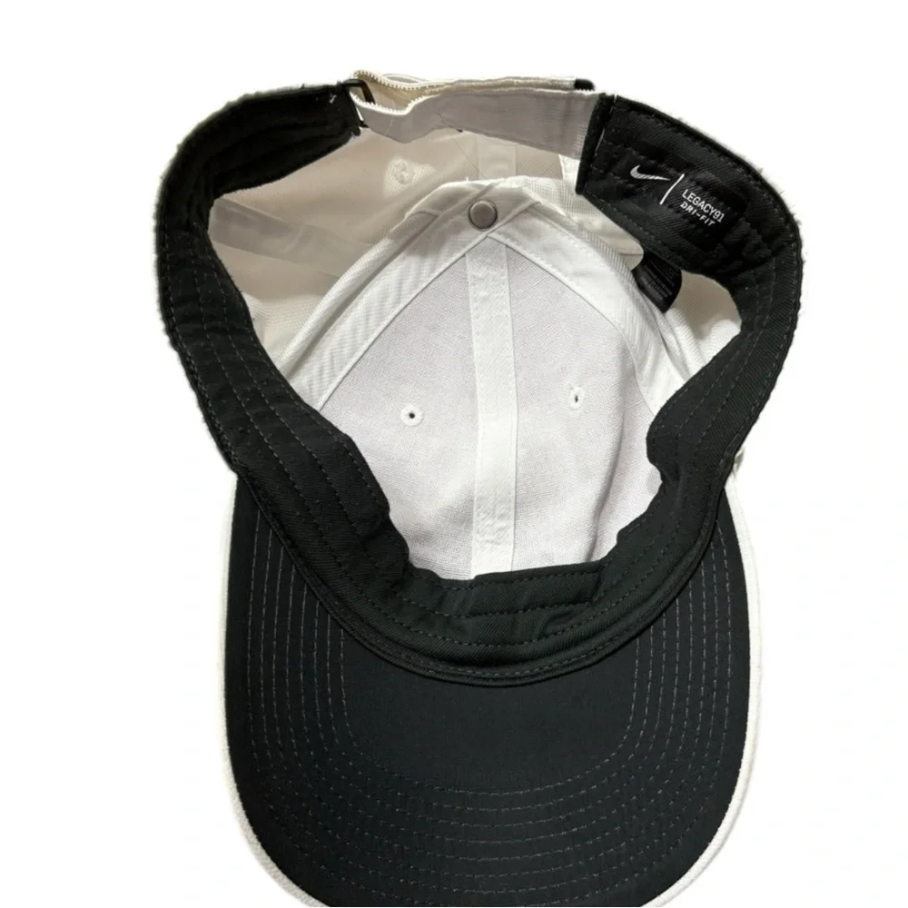 NIKE Classic White Hat with Black Swoosh -- Adjustable strap